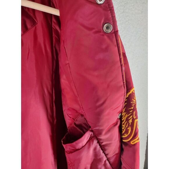 Vtg Colosseum USC Satin Bomber Insulated Varsity Jacket Mens 2XL Red Yellow Logo - Picture 12 of 16